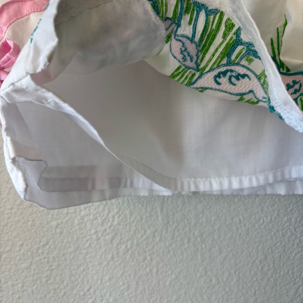 LILLY PULITZER Girls Size 8 Shift Dress White Embroidered Birds Beach Coastal - Picture 9 of 12
